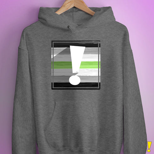 Agender Pride Flag Exclamation Point Hoodie - Grey Heather